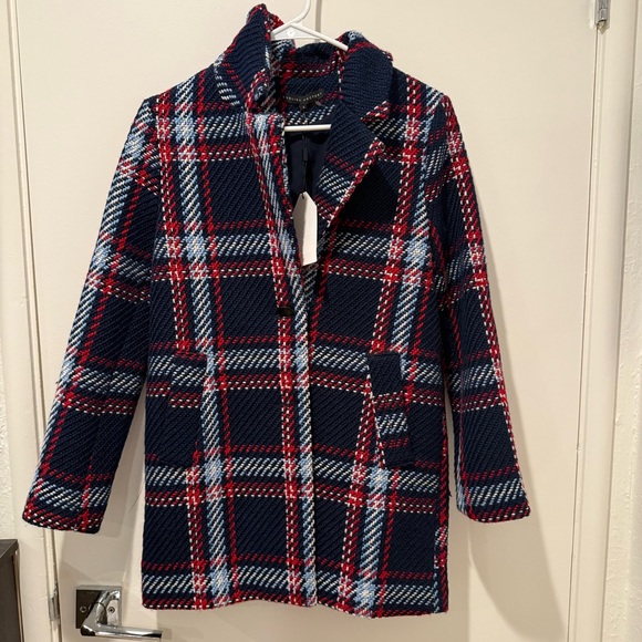 English Factory Navy Plaid Navy Coat - Picture 5 of 6